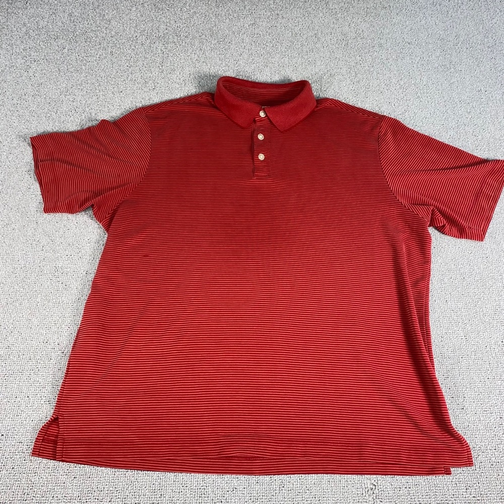 Tommy Bahama Polo Shirt Mens Large Red Striped Textured Short Sleeve Casual Logo